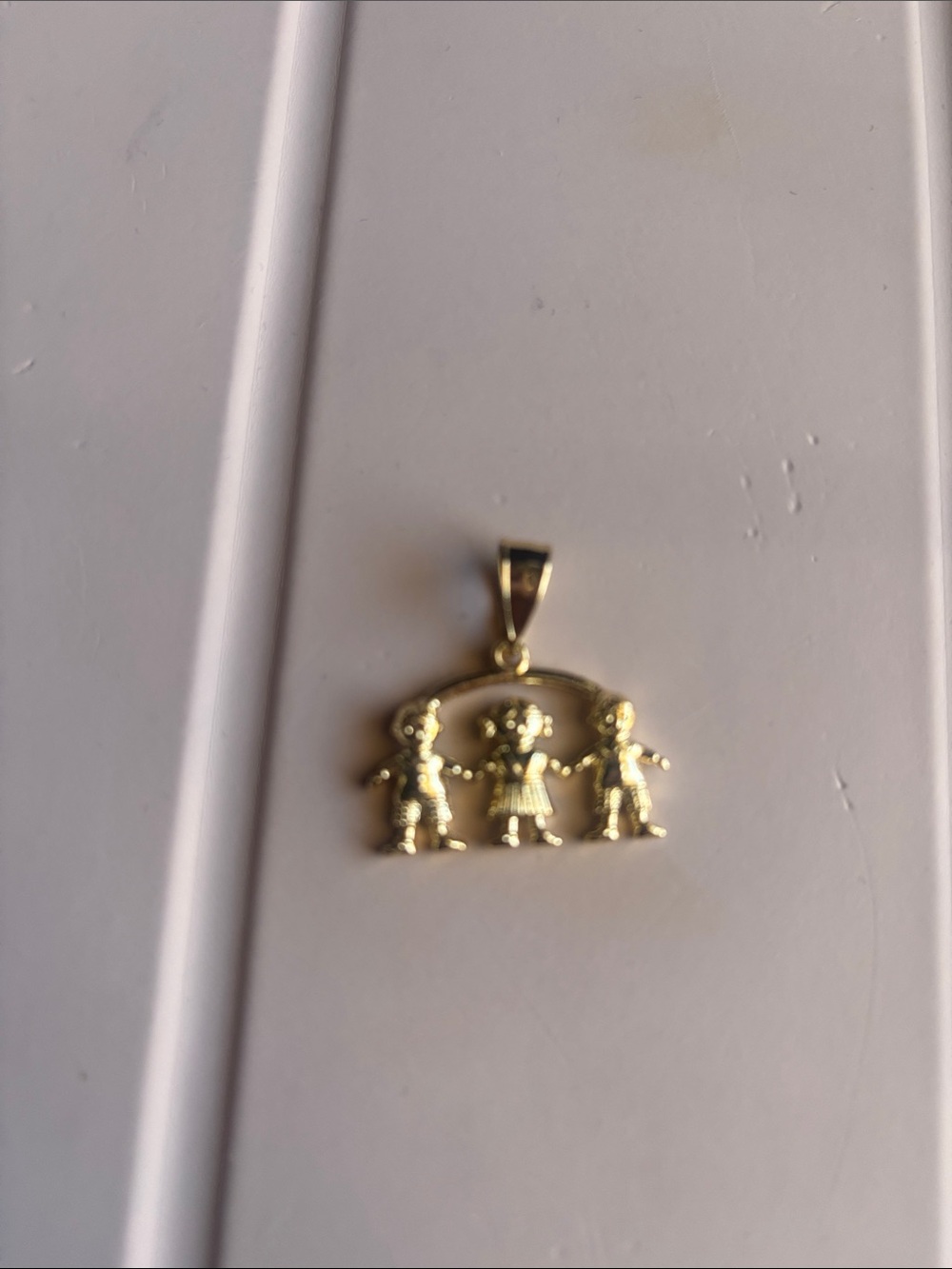 Gold Children Pendant Necklace Charm.  Boy Girl Boy charm. Laminated gold